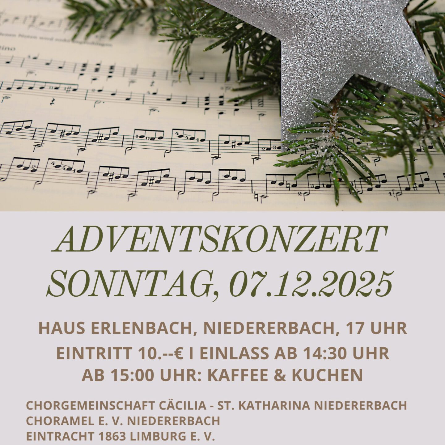 Adventskonzert 07.Dezember 2025, 17:00 Uhr, Haus Erlenbach